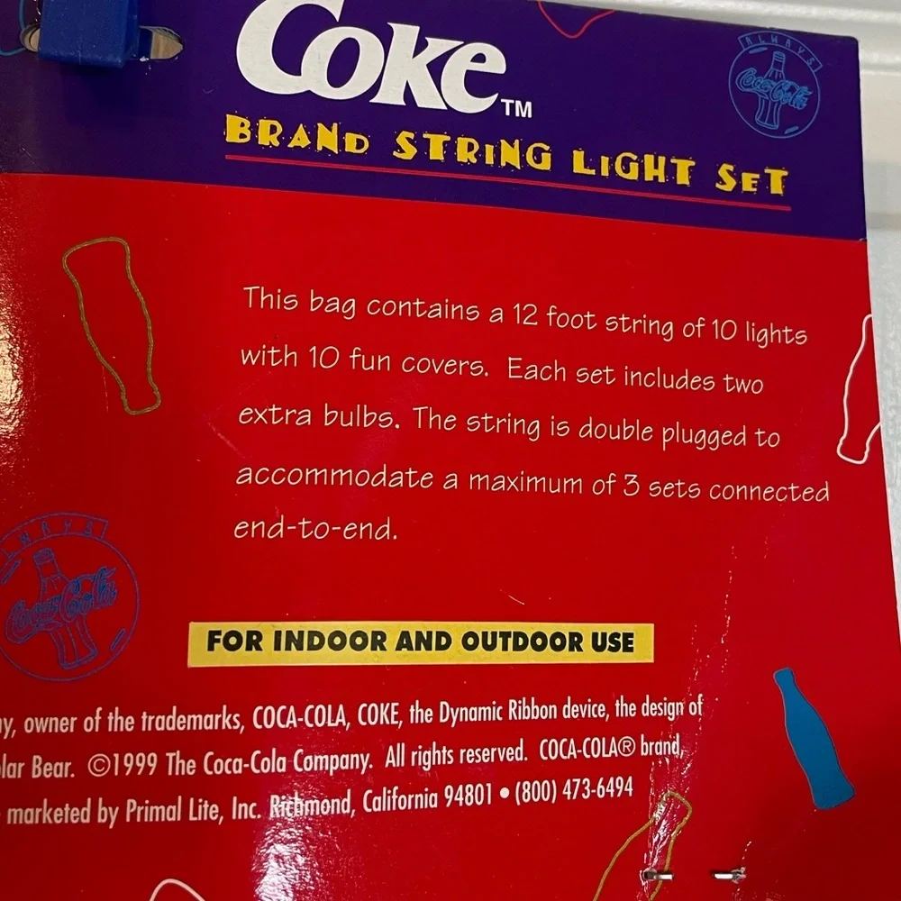 NWT 1999 Coca-Cola string lights (10pc) Brand new! Vintage pop art